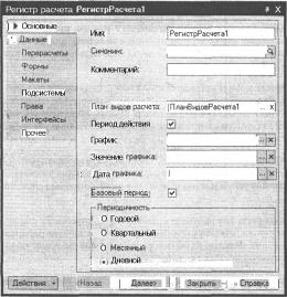 Редактирование регистра расчета